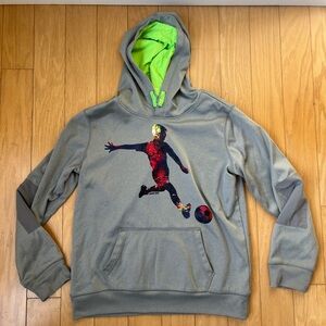 Lands' End Gray Hoodie with Soccer Graphic - Size Youth XL